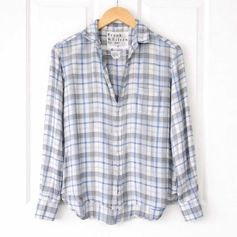 Frank & Eileen The “Eileen” Long-Sleeve Button-Front Check-Print Modal